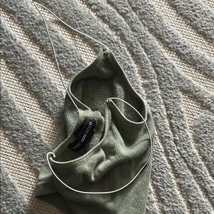 Stylish Green Ribbed Crop Top